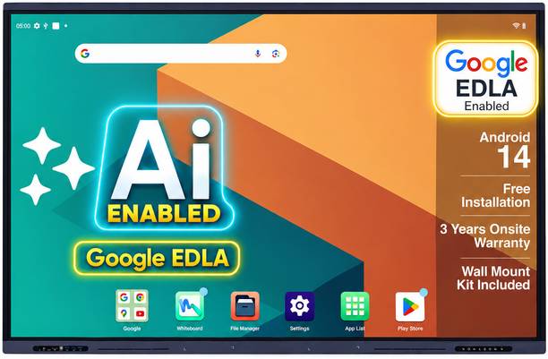 BIG VUE Pluss 165.1 cm (65 inch) 4K Ultra HD IPS Panel Monitor (Pluss Interactive Flat Panel Screen, 48MP Camera, Android 14, 8/128 GB, 3 Years)
