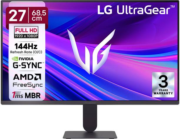 LG UltraGear 68.58 cm (27 inch) Full HD IPS Panel 27-inch FHD (1920x1080) IPS display, 120Hz (O/C 144Hz) refresh rate / 1ms MBR, NVIDIA G-SYNC Compatible / AMD FreeSync Premium Pro Monitor (27G411A-BB.ATREMVL)