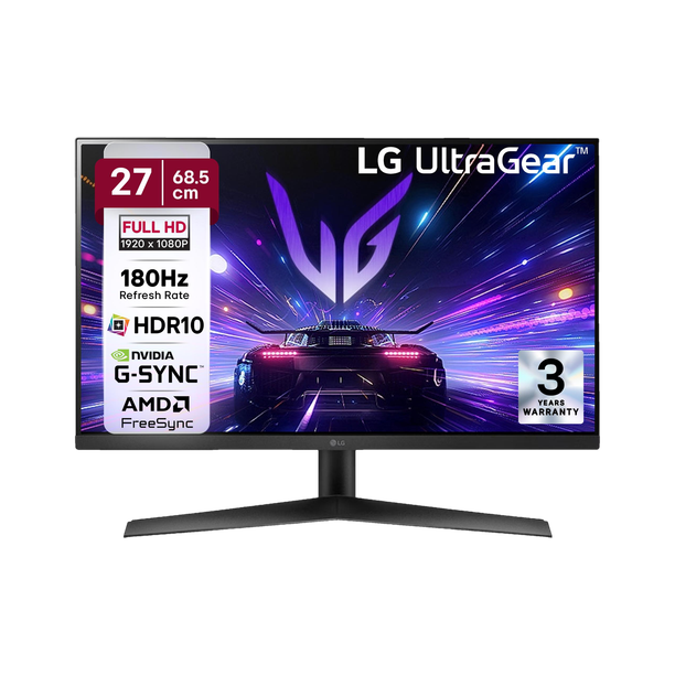 LG UltraGear 68.58 cm (27 inch) Full HD IPS Panel with HDR10, NVIDIA G-SYNC Comaptible, Tilt-able Stand, 3-side virtually borderless design Gaming Monitor (27GS60F-BB.ATRKMVN)