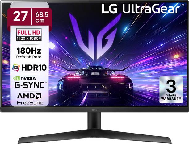 LG UltraGear 68.58 cm (27 inch) Full HD IPS Panel with HDR10, NVIDIA G-SYNC Comaptible, Tilt-able Stand, 3-side virtually borderless design Gaming Monitor (27GS60F-BB.ATRKMVN)