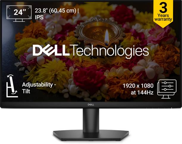 DELL SE Series 60.96 cm (24 inch) Full HD LED Backlit IPS Panel with Contrast 1000:1, Tilt Adjustment, 300 cd/m2 Brightness, AMD FreeSync, 2*HDMI, Anti-Glare, 3-Star Eye Comfort Monitor (SE2426H)