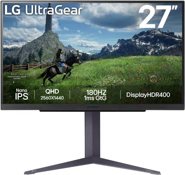 LG Ultragear 68.58 cm (27 inch) Quad HD LED Backlit IPS Panel with HDR 400, Tilt/Height/Pivot Stand,HDMI, DP, HP Out, AMD FreeSync, Gaming Monitor (27GS85Q-BC.ATRLMKN)