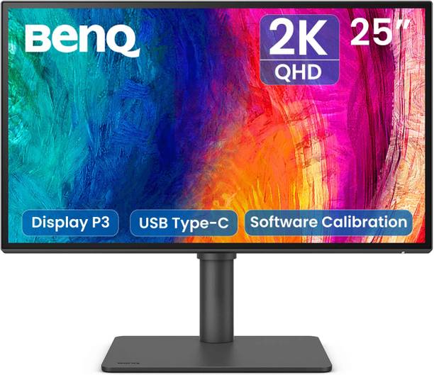 BenQ PD 63.5 cm (25 inch) Quad HD LED Backlit IPS Panel HDR10, 95%P3, 100% Rec709, 100% sRGB, Pantone Skintone Validated, CAD/CAM & Animation Mode, Auto Pivot, Daisy Chain, HDMI, DP, USB-C with 65W PD