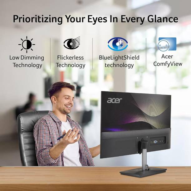 Acer 23.8 inch Full HD LED Backlit IPS Panel Monitor (RS242Y)  (Frameless, AMD Free Sync, Response Time: 1 ms, 100 Hz Refresh Rate)