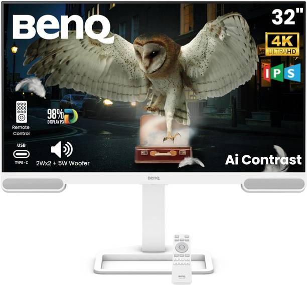 BenQ EW3290U 81.28 cm (32 inch) 4K Ultra HD LED Backlit IPS Panel with 95% P3, AI Contrast, 5WX2 treVolo Speakers, USB Type-C (65W PD), 3xHDMI, USB Hub, Ergonomic Design, Display Pilot 2, Eye-Care, Entertainment Monitor (EW3290U)