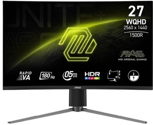 MSI 68.58 cm (27 inch) Curved WQHD VA Panel with Anti-Flicker Technology, 105% SRGB, Tilt Adjustment, Height Adjustable, Curved Gaming Gaming Monitor (MAG 27CQ6PF)