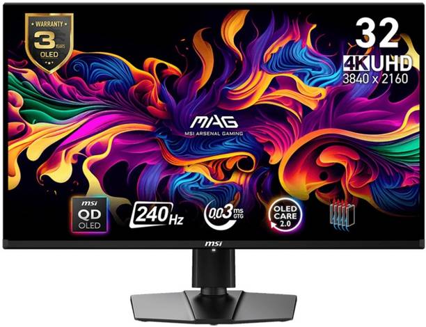 MSI 81.28 cm (32 inch) UHD OLED Panel with DisplayHDR True Black 400, CLEAR MR13000, 138.2% SRGB, Smart Crosshair, Adjustable Stand Flat Gaming Monitor (MAG 321UPX QD OLED)