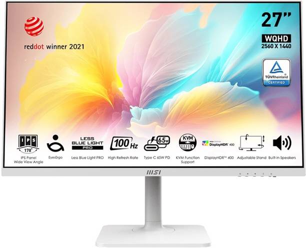 MSI 68.58 cm (27 inch) WQHD IPS Panel with Eye Friendly Technology, Anti-Flicker, Less Blue Light, Anti-Glare Flat Monitor (MD272QXPW)