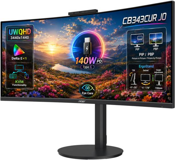 Acer CB 86.36 cm (34 inch) Curved UWQHD LED Backlit VA Panel Gaming Monitor (CB343CUR J0)
