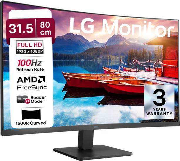 LG 80.01 cm (32 inch) Curved Full HD LED Backlit VA Panel with HDMI X 2, VGA, Headphone Out, Reader Mode, Flicker Safe, Tilt Adjustable, 3-Side Virtua