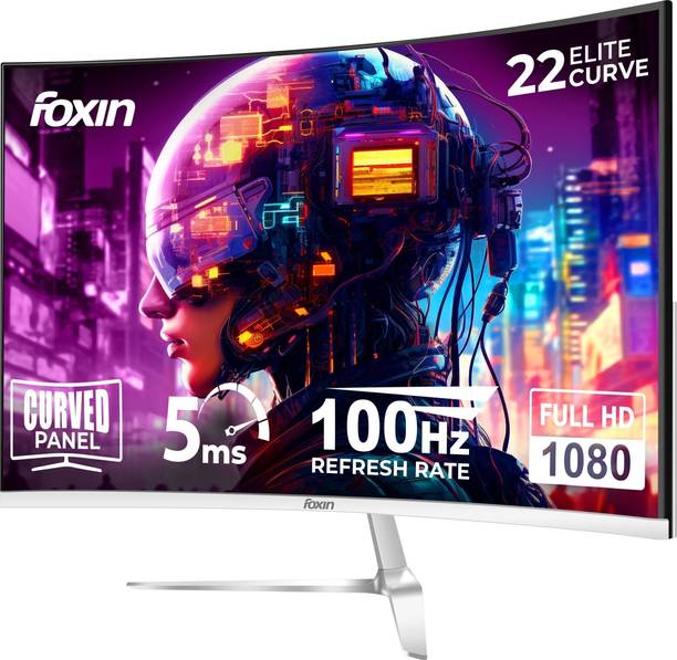 Foxin 55.88 cm (22 inch) Curved Full HD LED Backlit VA Panel Monitor (Elite 22 Inch Curved LED Monitor | FHD 1080p | 100Hz Frameless & Anti-Glare)
