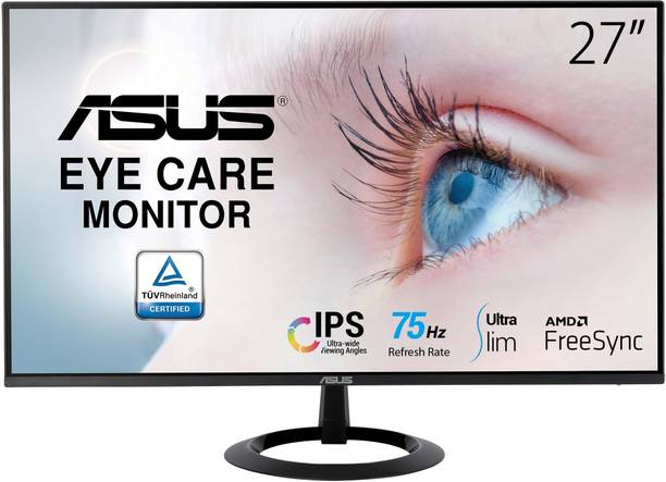 ASUS 68.58 cm (27 inch) Full HD IPS Panel with TUV Certified Eye Care Technology, Flicker Free, Exclusive GamePlus Modes, Low Blue Light UltraSlim Monitor (VZ27EHE)