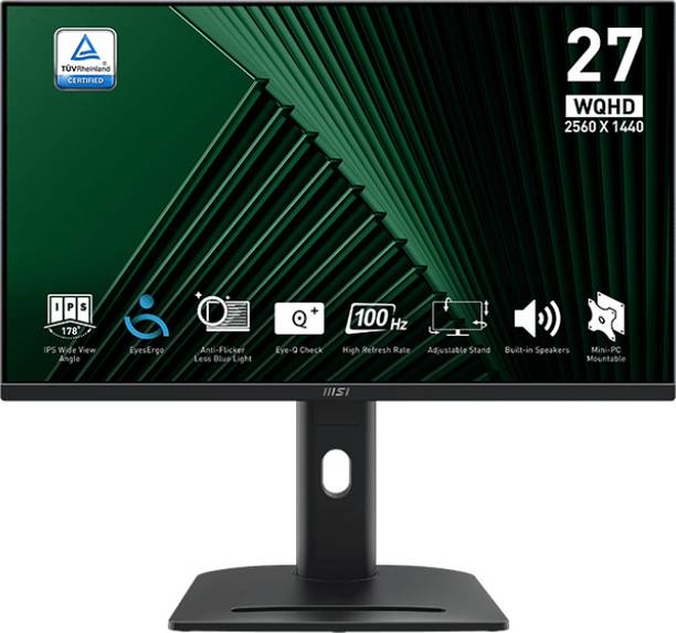 MSI 68.58 cm (27 inch) WQHD IPS Panel with Anti-Flicker Technology, 100% SRGB, Tilt Adjustment, Height Adjustable Flat Business Monitor (PRO MP275QPG)