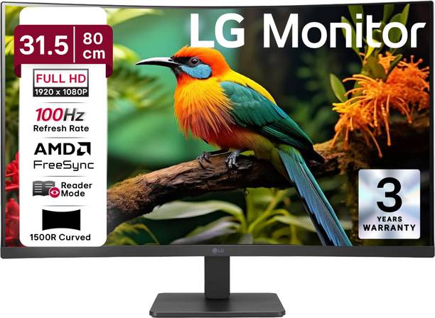 LG 80.01 cm (32 inch) Curved Full HD LED Backlit VA Panel with HDMI X 2, VGA, Headphone Out, Reader Mode, Flicker Safe, Tilt Adjustable, 3-Side Virtually Borderless Monitor (32MR50C-BB.CTRVMR)