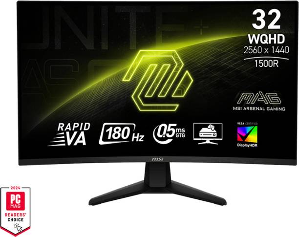 MSI 81.28 cm (32 inch) Curved WQHD VA Panel with Anti-Flicker Technology, 100% SRGB, Tilt Adjustment, Anti-Glare, Gaming Gaming Monitor (MAG 32CQ6F)