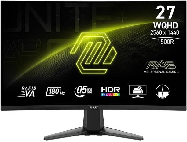 MSI 68.58 cm (27 inch) Curved WQHD VA Panel with Anti-Flicker Technology, VESA Mountable, 105% SRGB, Smart Crosshair, 1500R Curvature, Tilt Adjustable Gaming Monitor (MAG 27CQ6F)
