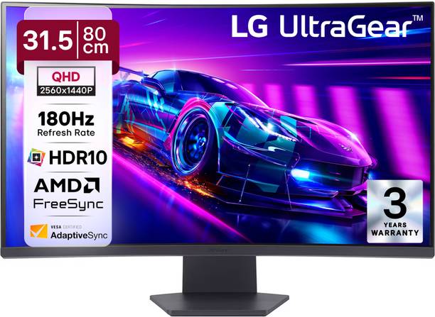 LG UltraGear 81.28 cm (32 inch) Curved Quad HD LED Backlit VA Panel with 1000R Curvature, HDR10, HDMI x 2, DisplayPort, Black Stabilizer Dynamic Action Sync, Crosshair FPS Counter, Borderless Design Gaming Monitor (32GS60QC-BB.CTRRMV)