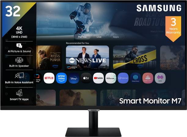 Samsung M7 80.0 cm (32 inch) 4K Ultra HD LED Backlit VA Panel with In-built Speaker, Smart TV Apps, AirPlay, Wi-Fi, Bluetooth, USB, Type-C, Wireless Display, Vision AI Smart Monitor (LS32FM700UWXXL)