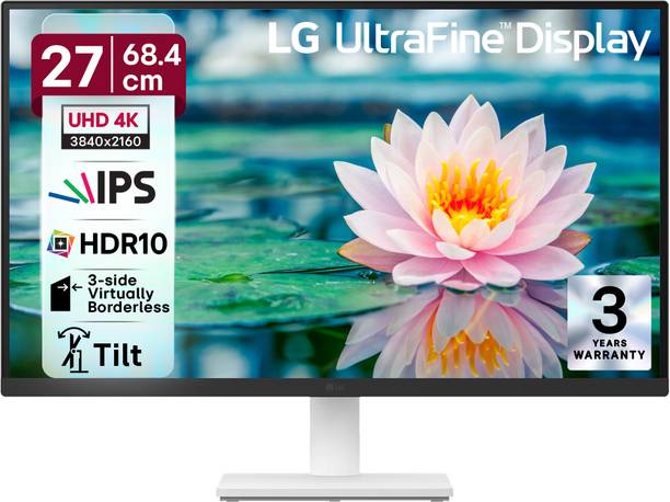 LG UltraFine 68.58 cm (27 inch) 4K Ultra HD LED Backlit IPS Panel with HDR10, Up to 90% DCI-P3 Color gamut, Reader Mode, Flicker Safe, HDMI X 2, DisplayPort, Headphone Out, Borderless Design Monitor (27US500-WA.ATRPMSN)