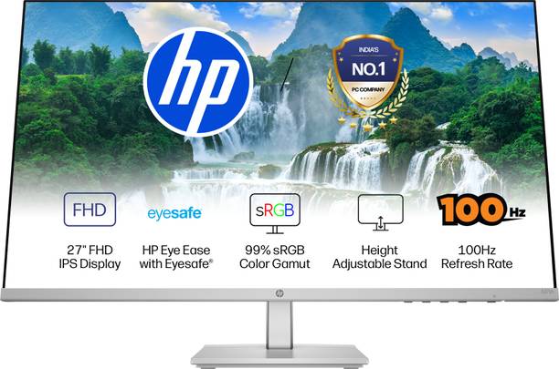 HP Series 5 68.58 cm (27 inch) Full HD LED Backlit IPS Panel with On-screen controls, Anti-glare, 300 nits brightness, Eye Ease Technology, Height Adjustable Monitor (527sh)