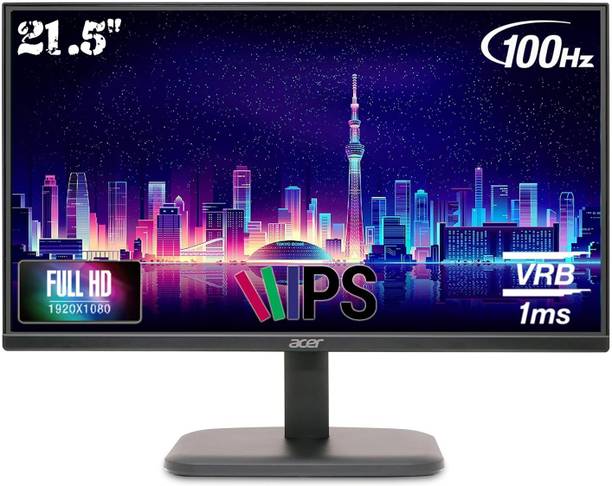 Acer ZeroFrame Design, Ergonomic Stand, Acer Vision Care, Flicker Free Monitor 54.61 cm (22 inch) Full HD LED Backlit IPS Panel Monitor (EK220Q Ebi)