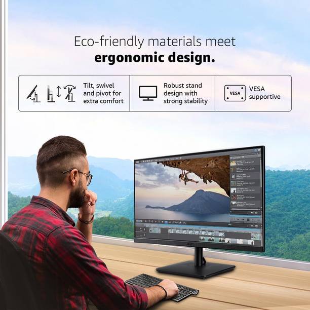 Acer 21.5 inch Full HD LED Backlit IPS Panel Monitor (V227Q E3)  (AMD Free Sync, Response Time: 4 ms, 100 Hz Refresh Rate)
