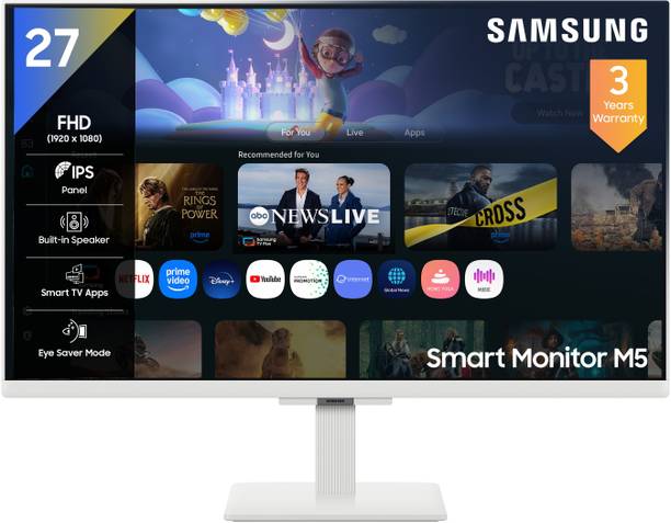 Samsung M5 68.61 cm (27 inches) Full HD LED Backlit IPS Panel with In-built Speakers, Adaptive Sound, Wi-Fi, HDMI, Bluetooth, Samsung TV Plus, Screen 