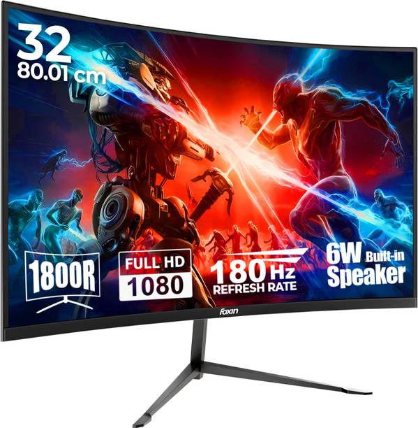 Foxin 81.28 cm (32 inch) Curved Full HD VA Panel Gaming Monitor (Phantom 32"(80 cm) 1800R Curved Gaming Monitor, FHD 1920x1080p, 250Nits, 180Hz,)