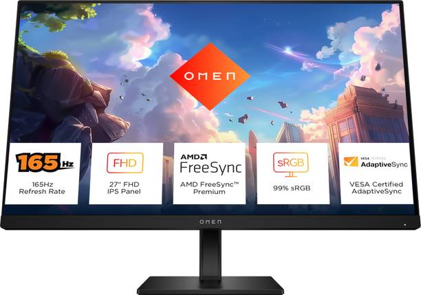HP 68.58 cm (27 inch) Full HD IPS Panel with 99% sRGB, On-screen controls, Anti-glare, Height Adjust/Tilt/Swivel/Pivot, VESA DisplayHDR 400 certified, Gaming Console Compatible, Integrated speakers, HP Eye Ease (Eyesafe� certified) Gaming Monitor (Omen 27)