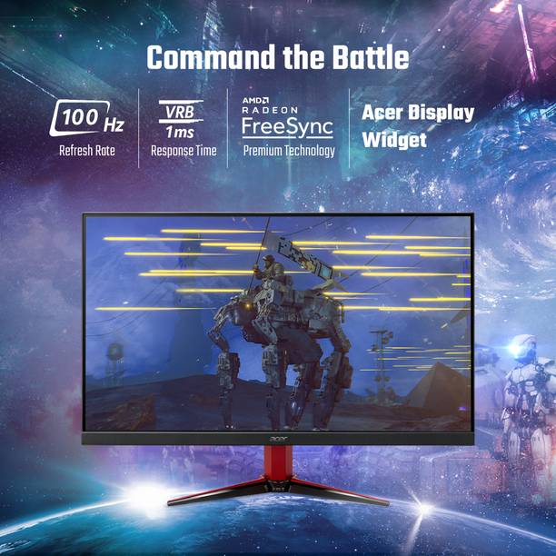 Acer NITRO 23.8 inch Full HD IPS Panel with sRGB 99% Wide Color Gamut, 2X2W Inbuilt Speakers, VisionCare, Display Widget Monitor (VG240Y E)