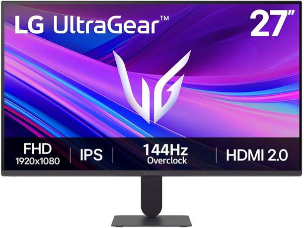LG ULTRAGEAR 68.58 cm (27 inch) Full HD IPS Panel Gaming Monitor (27G411A-B- (1920 X1080),144Hz (O/C),1ms MBR,NVIDIA G-Sync Compt, HDR10, HDMI, DP) Fr