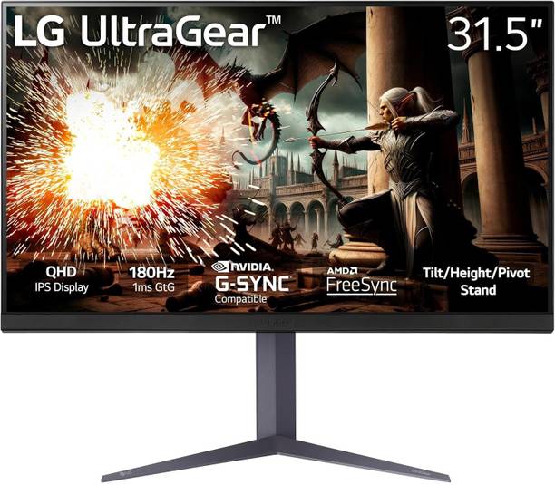 LG ULTRAGEAR 32GS75Q 81.28 cm (32 inch) Quad HD LED Backlit IPS Panel Gaming Monitor ((2560x1440),G-SYNC Compatible,DisplayHDR 400,sRGB 99%,Tilt/Height/Pivot,HDMI,DP)