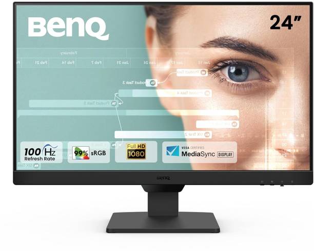 BenQ GW2490 60.96 cm (24 inch) Full HD LED Backlit IPS Panel 99% sRGB, Eye-careU, Dual HDMI, Display Port, Bezel-Less, Eyesafe, VESA MediaSync, Brightness Intelligence, Low Blue Light, Speakers 2Wx2, VESA Wall mountable Monitor (GW2490)