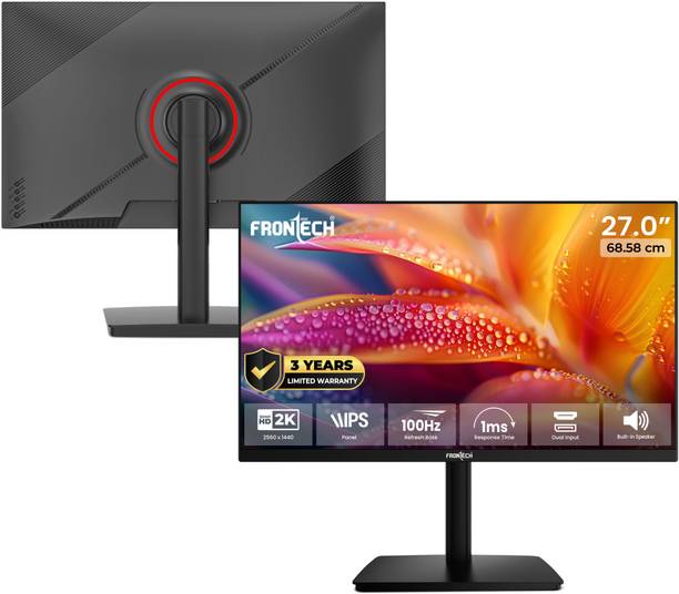 Frontech Gaming 68.58 cm (27 inch) Quad HD LED Backlit IPS Panel Monitor (Gaming Monitor – FreeSync, Flicker Free, Low Blue Light, HDMI + DisplayPort)