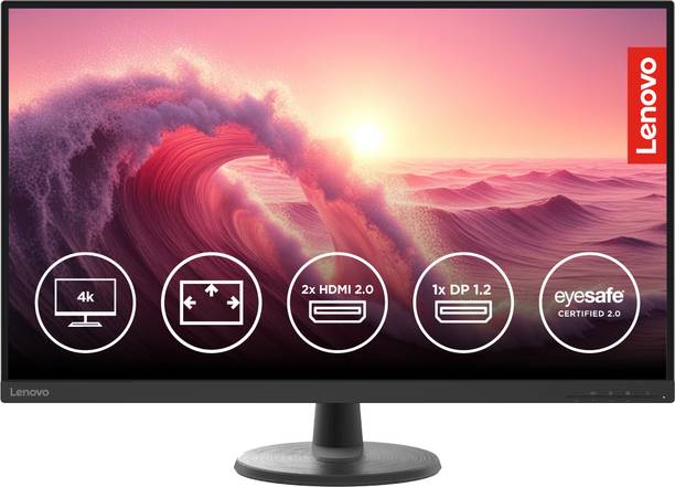 Lenovo D-Series 81.28 cm (32 inch) 4K Ultra HD LED Backlit VA Panel with 72% NTSC, 2XHDMI 2.0, DP 1.2, Tilt Stand, for Home & Office, VESA Mountable Monitor (D32u-40)
