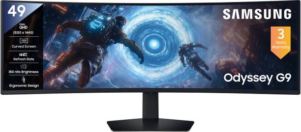 Samsung Odyssey G9 314.45 cm (124 cm) Curved DQHD LED Backlit VA Panel with 1000R Curvature, VESA DisplayHDR 600, HDR10+, Height Adjustable Stand Gaming Monitor (LS49FG910EWXXL)