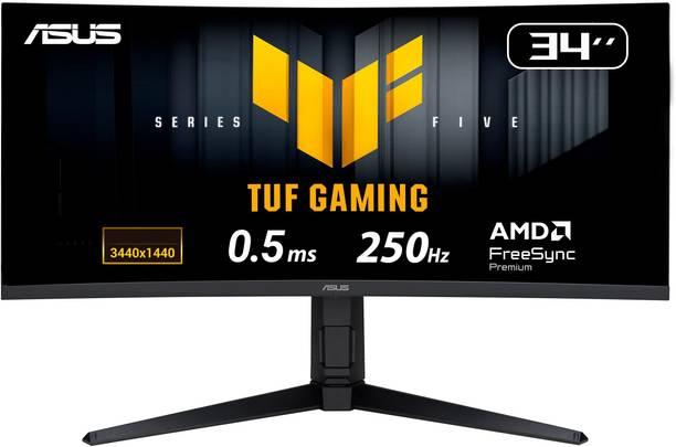 ASUS TUF 86.36 cm (34 inch) Curved UWQHD LED Backlit VA Panel Gaming Monitor (VG34WQML5A 34-inch UWQHD 250Hz Curved Gaming Monitor)