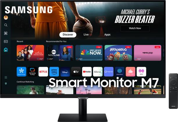 Samsung M7 80.0 cm (32 inch) 4K Ultra HD VA Panel with Mouse & Keyboard Control, OTT Apps, IoT Hub, Office 365, Workout Tracker, Multiple Ports, Speakers, Remote, Bluetooth Smart Monitor (LS32DM700UWXXL)