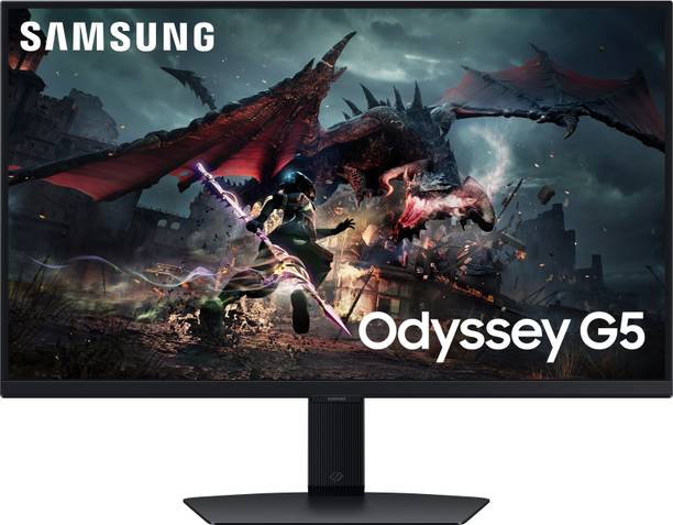 Samsung Odyssey G5 68.58 cm (27 inch) Quad HD LED Backlit IPS Panel with VESA DisplayHDR400 Support, DP, HDMI, Headphone Jack, Height/Tilt/Swivel/Pivot Adjustable Stand Gaming Monitor (LS27DG502EWXXL)