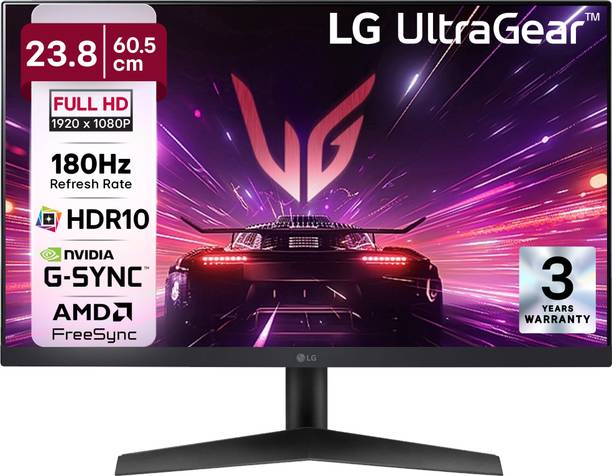 LG UltraGear 60.96 cm (24 inch) Full HD IPS Panel with HDR10, NVIDIA G-SYNC Comaptible, Tilt-able Stand, 3-side virtually borderless design Gaming Monitor (24GS60F-BB.ATREMVN)