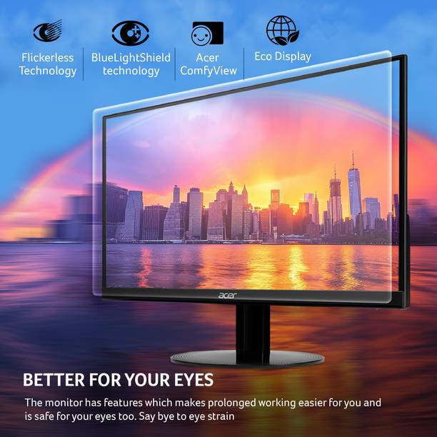 Acer SA0 23.8 inch Full HD LED Backlit IPS Panel with VGA, HDMI, EcoDisplay, Mercury Free, AMD Free Sync & NVIDIA G-Sync Compatibility, 2X2W Inbuilt Speakers, Tilt-able Stand…