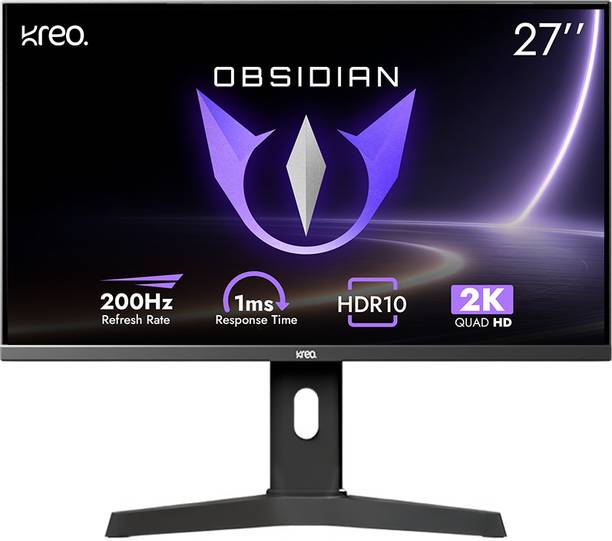 Kreo Obsidian 68.58 cm (27 inch) Quad HD LED Backlit IPS Panel Gaming Monitor (Obsidian 27I200Q 27" Gaming Monitor, 1440p QHD IPS, 200Hz, 130% SRGB)