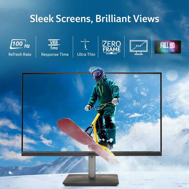 Acer 23.8 inch Full HD LED Backlit IPS Panel Monitor (RS242Y)  (Frameless, AMD Free Sync, Response Time: 1 ms, 100 Hz Refresh Rate)