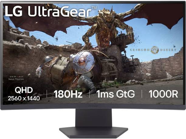 LG UltraGear 68.58 cm (27 inch) Curved Quad HD VA Panel with 1000R Curvature, HDR10, HDMI x 2, DisplayPort, Black Stabilizer Dynamic Action Sync, Crosshair FPS Counter, Borderless Design Gaming Monitor (27GS60QC-BB.CTRRMV)