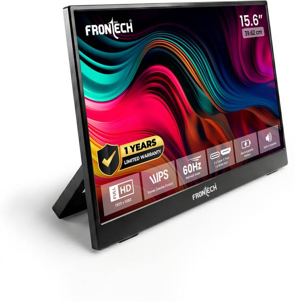 Frontech - 39.62 cm (16 inch) Full HD IPS Panel Monitor (Portable LED Monitor – 10000mAh Rechargeable Battery, Adjustable Stand)