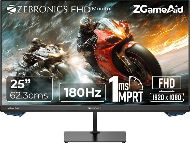 ZEBRONICS 63.5 cm (25 inch) Full HD VA Panel with 250 Nits Brightness, HDR10, 99% sRGB, 95% DCI-P3, 1 x DP, 1 x HDMI, 1 x 3.5mm�Anti-glare Display Monitor (ZEB-IGM 100, ZEB-N25A)