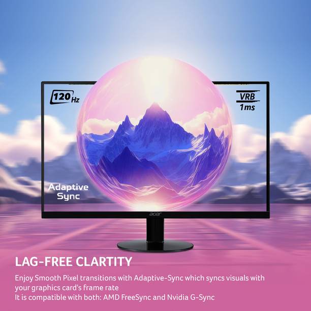 Acer SA0 23.8 inch Full HD LED Backlit IPS Panel with VGA, HDMI, EcoDisplay, Mercury Free, AMD Free Sync & NVIDIA G-Sync Compatibility, 2X2W Inbuilt Speakers, Tilt-able Stand…