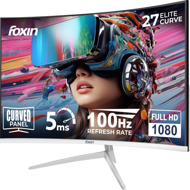 Foxin 68.58 cm (27 inch) Curved Full HD LED Backlit VA Panel Monitor (Elite 27" Curved LED Monitor, FHD 1080p, 100Hz, 5ms, Frameless)