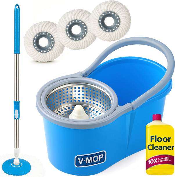 V-MOP Premium Steel Spin Floor Cleaning Mop Set - ST09 - Wet & Dry Mop