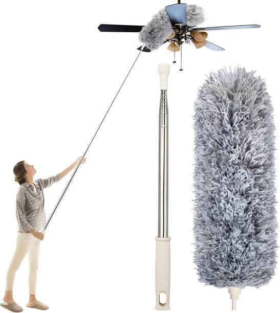 FUELBYTE Microfiber Feather Duster Bendable & Extendable Fan Cleaning Microfibre Brush Mop Head and Rod